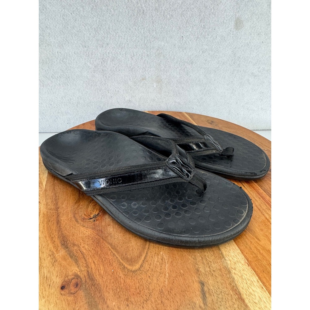 Vionic Women's 7 Black Orthotic Comfort Flip Flop Sandals Thong Size 38 EU
